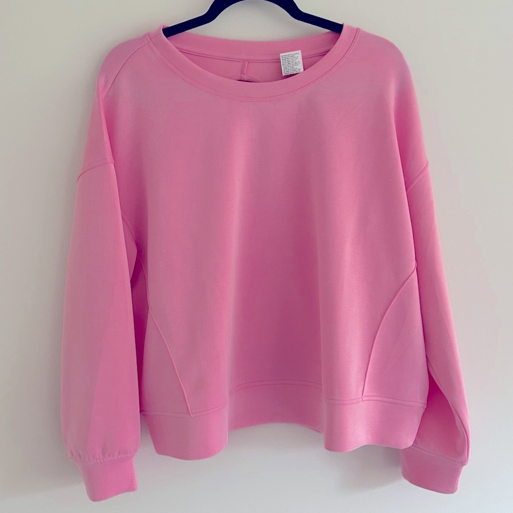 All In Motion Pink butter soft cropped crewneck Sweatshirt back cutout XXL EUC
